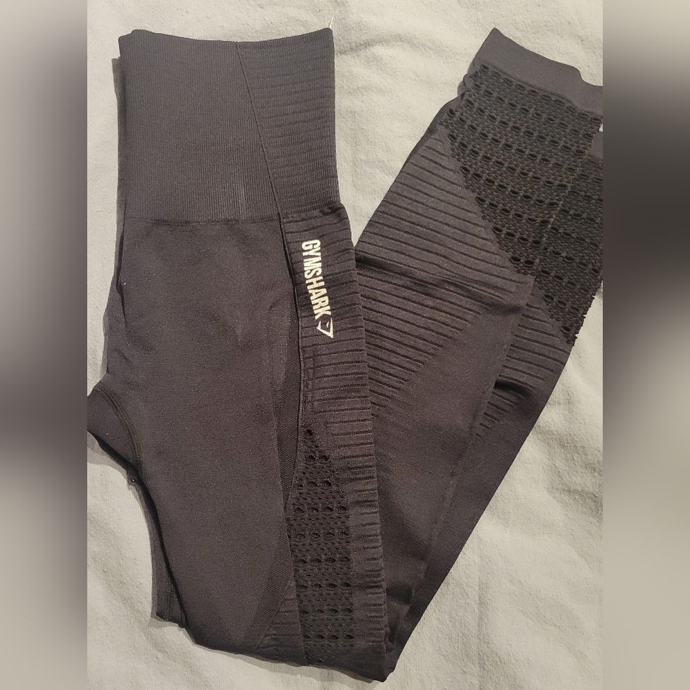 Gymshark Charcoal Leggings with Mesh Accents- Size S